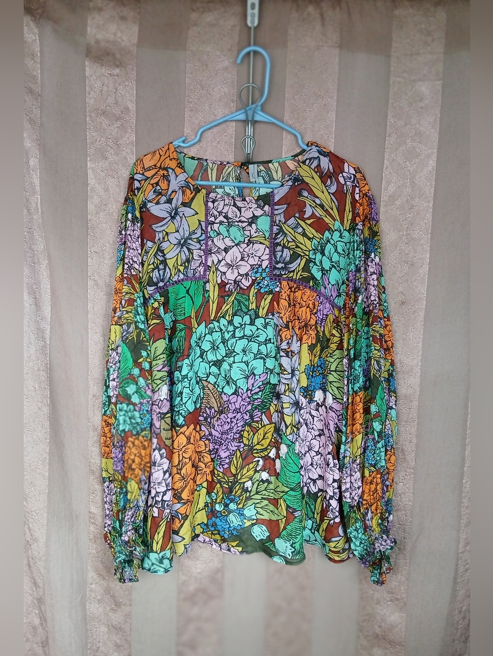 💎 Anthropologie Bl^nk London Women's Top Miranda Peasant Floral